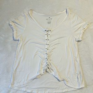 White tie up short sleeve